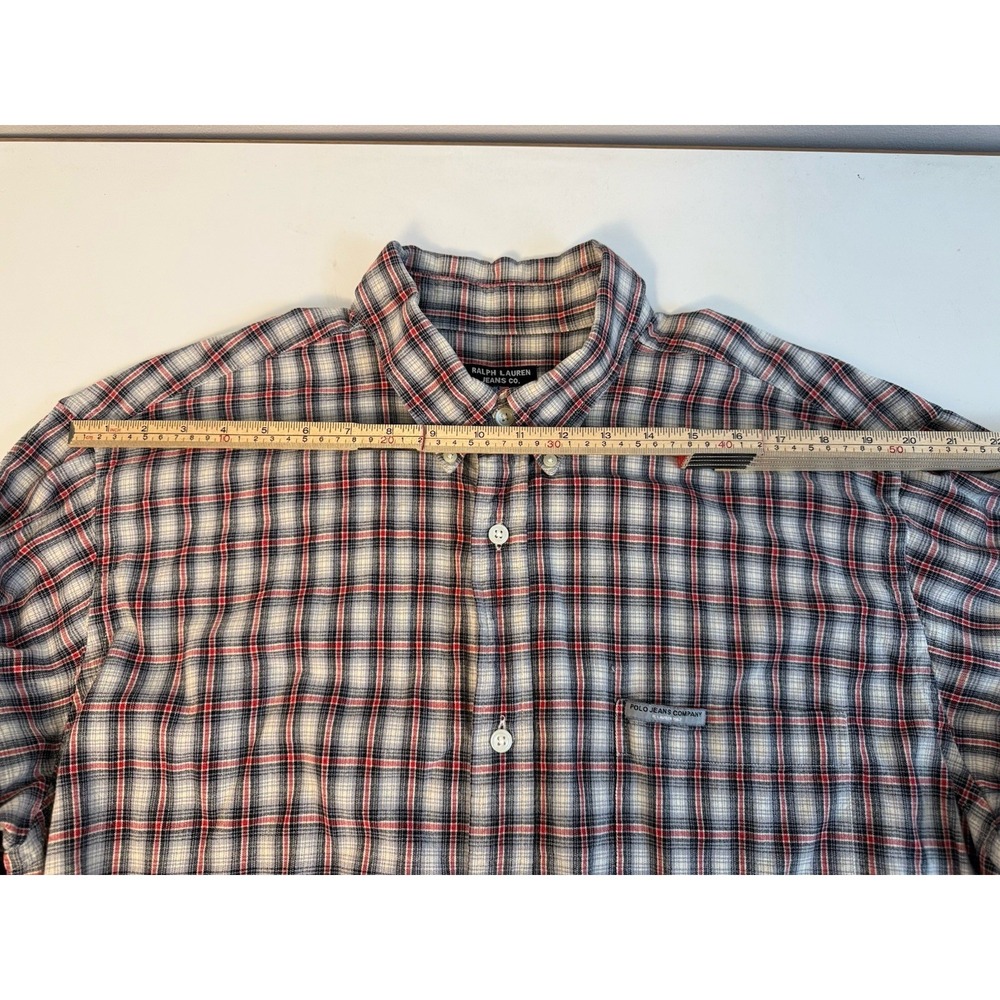 Ralph Lauren Jeans Co Plaid Button Up Shirt Men's L Cotton Long Sleeve Classic - Picture 4 of 9